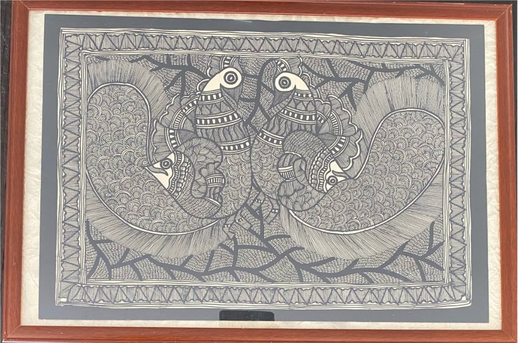 Beautifully Handpainted Madhubani Painting Of The Peacock