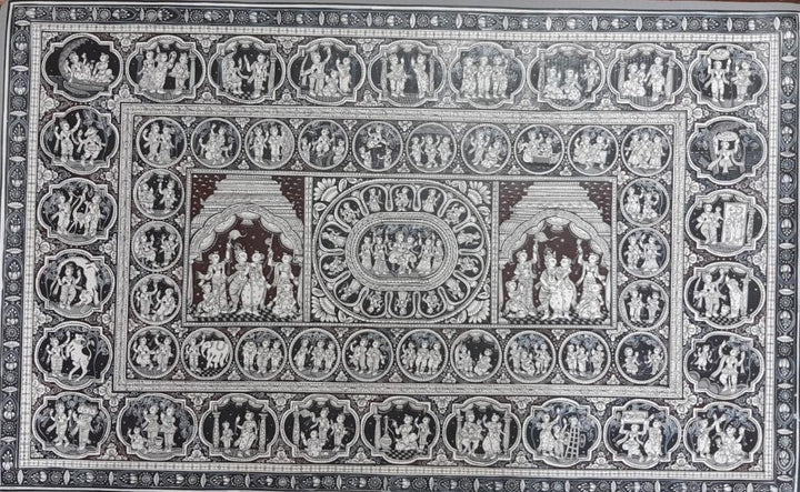 The Story of Krishna Handpainted in - Pattachitra Art by Apindra Swain for Home Decor Thumbnail