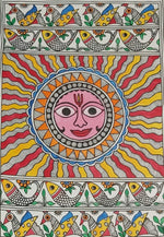 THE SUN: MADHUBANI PAINTING BY PRITI KARN-Paintings by Master Artists