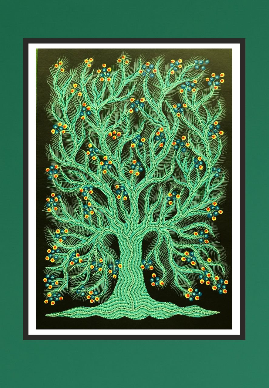 Beautiful Tree of Life Bhil Painting For sale