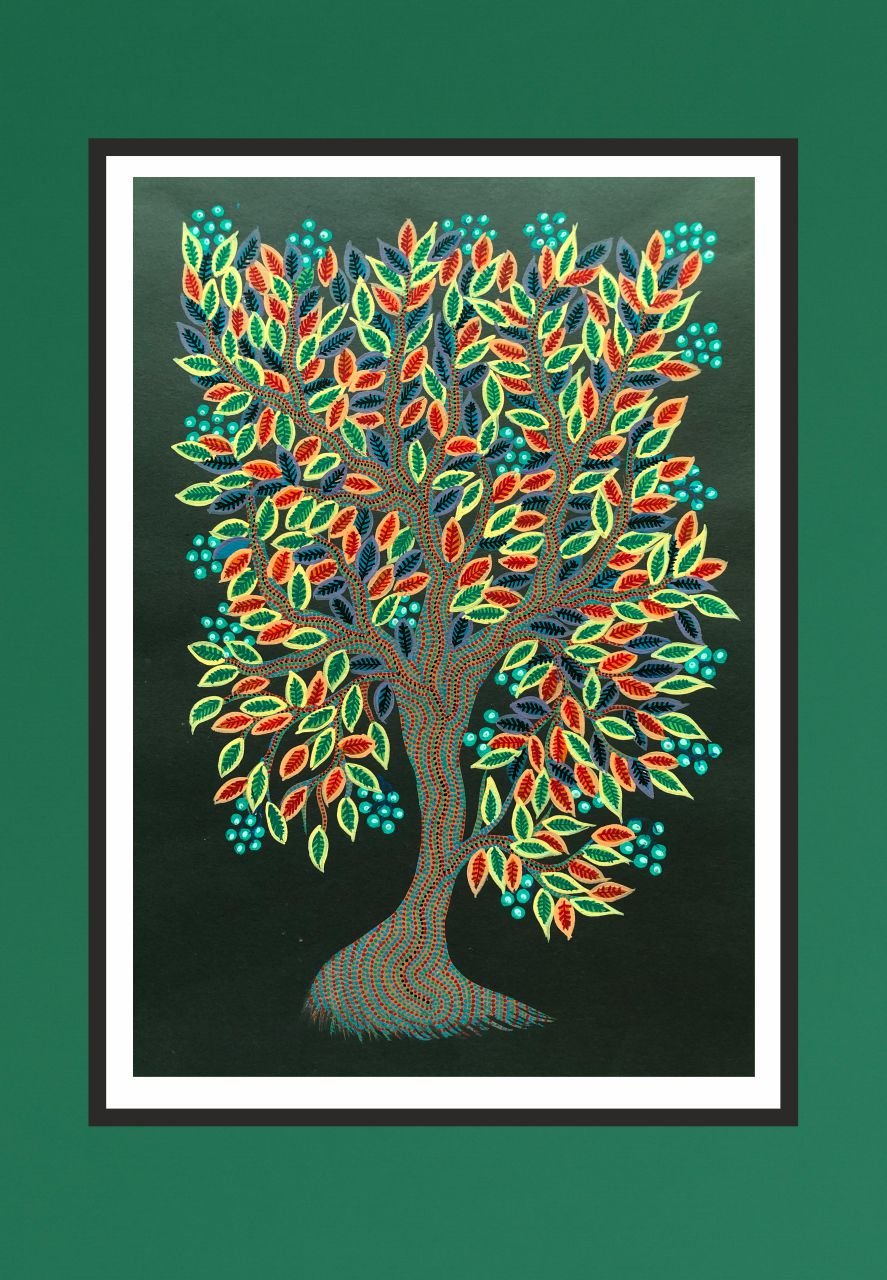 Handcrafted Tree of Life Bhil Painting by Geeta Bariya