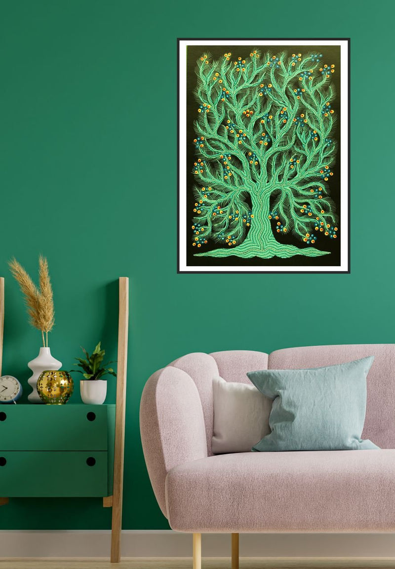 Buy The Tree in Bhil Painting by Geeta Bariya – MeMeraki.com