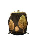 TREE OF LIFE, BLACK SILK CLUTCH-