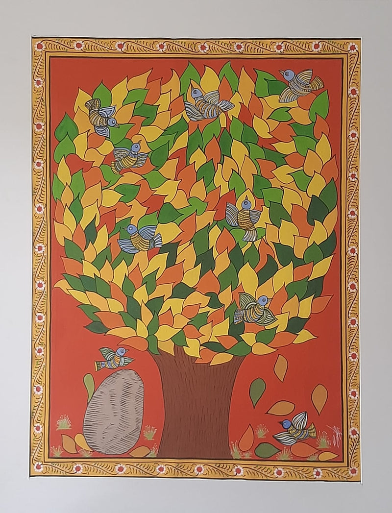 Buy Tree Of Life Painting In Cheriyal Scroll Art Style