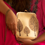 TREE OF LIFE, GOLD SILK CLUTCH-