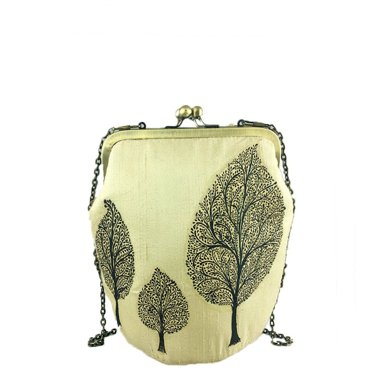 TREE OF LIFE, GOLD SILK CLUTCH-