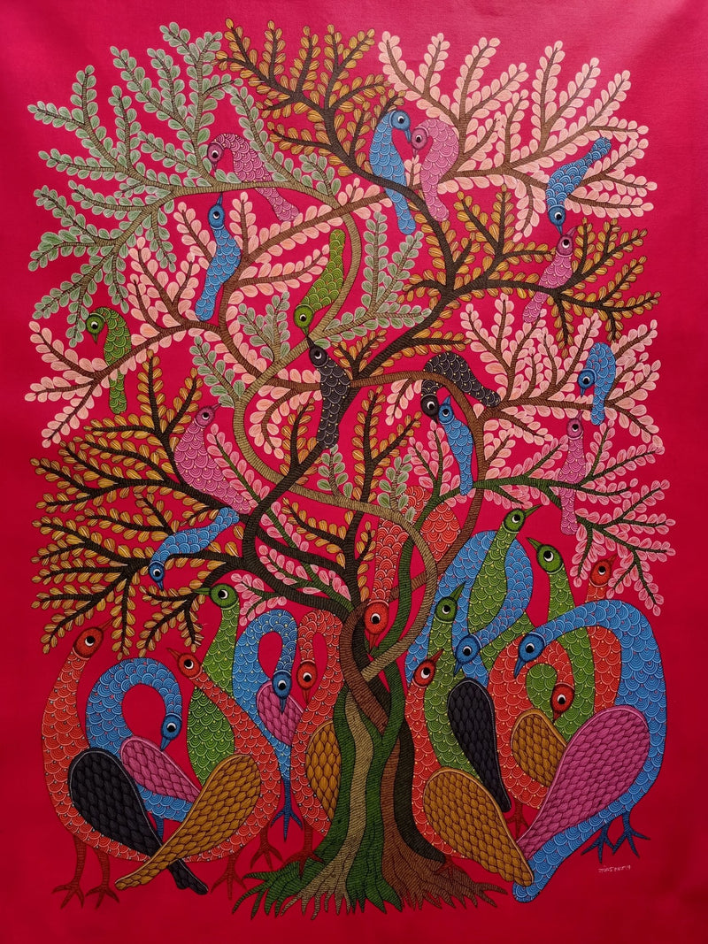 Tree of Life Gond Painting by Rajendra Shyam