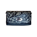 White Flowers, Black Saddle Bag with Art from Kashmir-