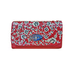 White Flowers, Red Saddle Bag with Art from Kashmir-