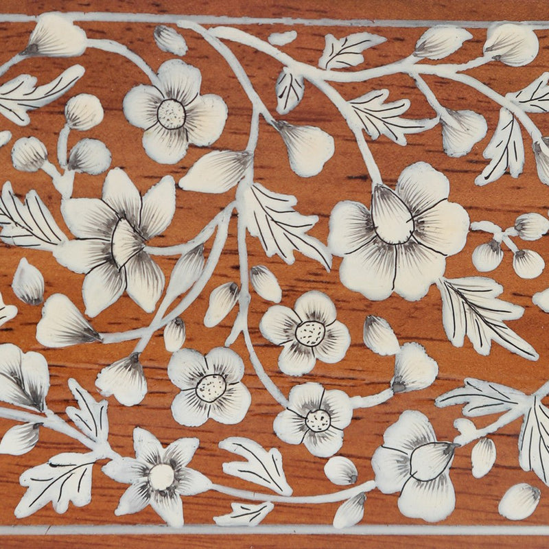 White Flowers, Wood Clutch-